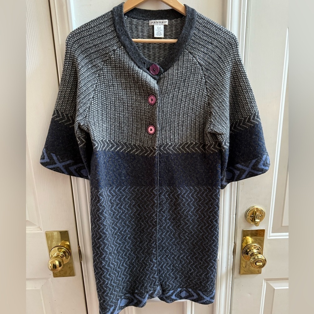 Hannah 100% Lambs Wool Button Front Duster Cardigan